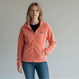 AS IS Columbia Medium Coral Pink Outdoor Fleece Zip Up Women’s Jacket